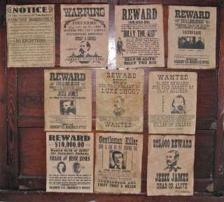 Jesse James Wyatt Earp Wanted Posters Tombstone old West Outlaws 