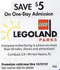 off admission to LEGOLAND Ca. & Fl. up to 6 expire 