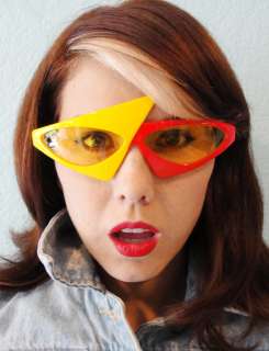 JETSON 60s 80s Mod NewWave Asymmetric SUNGLASSES Yellow  