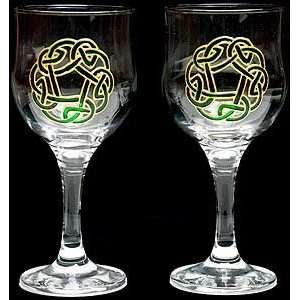  Celtic Glass Designs Set of 2 Hand Painted Wine Glasses in 