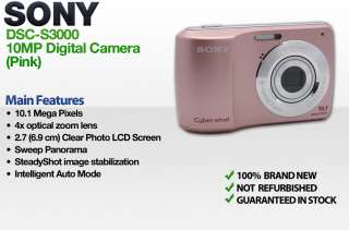 Sony Cyber shot DSC S3000 (Pink) 10.1 Mega Pixel S Series 4x Optical 