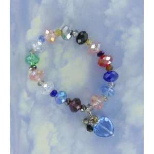  Swarovski Crystal Rainbow Bracelet with Heart Drop Dangle 