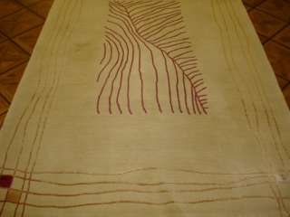   Red Plush Wool & Silk Modern Hand Made Area Rug   