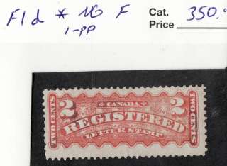 circa 1875 early canadian unused registration stamp 2 cents f1d 
