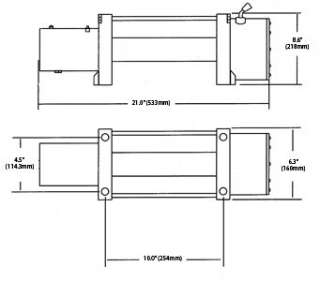 Dimensions of the Superwinch 1585202 LP8500 Series Winch