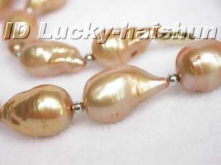 20mm baroque champagne Reborn Keshi pearl necklace 14K  