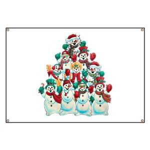  Banner Christmas Holiday Stacked Snowmen 