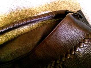 NEW $2200 BOTTEGA VENETA LARGE WOVEN DETAIL BRAID BROWN SHOULDER BAG 
