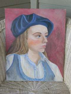 OMG~VINTAGE Oil Painting Portrait~French Woman~Serious Face  