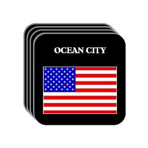 US Flag   Ocean City, New Jersey (NJ) Set of 4 Mini Mousepad Coasters