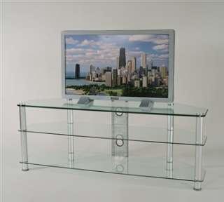 RTA Home & Office 60 Inch Tempered Glass and Aluminum TV Stand  