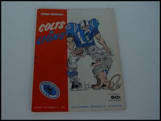 1959 World Champion Football Program Baltimore Colts Detroit Lions NFL 