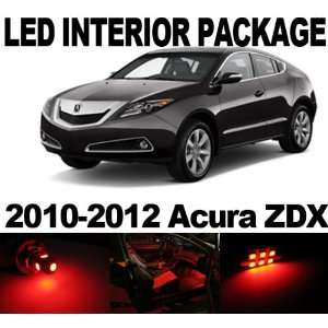 Acura ZDX 2010 2012 RED 6 x SMD LED Interior Bulb Package Combo Deal