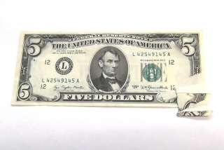 1977 $5 NOTE 5 DOLLAR BILL DRASTIC FOLD OVER PRINT ERROR  