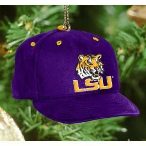 Pack of 4 NCAA LSU Fighting Tigers Baseball Cap Christmas Ornaments