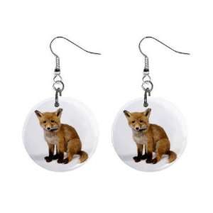  New Baby Fox Button Dangle Earrings Wild Animal Jewelry 