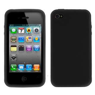 for Apple iPhone 4 4S 4G Black Soft Silicone Skin Protective Case NEW 