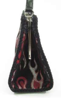 FAITH KNIGHT Black Flame Embroidered Shoulder Handbag  