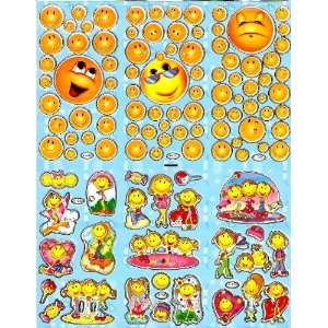 Happy Face Smiley STICKER SHEET H038~ Great reward stickers sad and 
