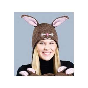   DeLux Bunny Rabbit Wool Pilot Animal CHat with Poms 