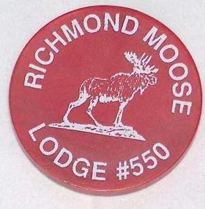 RICHMOND MOOSE LODGE 550 LOOM BEER CHIP TOKEN  