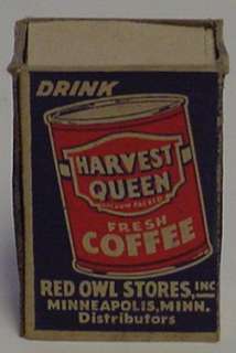   OWL GROCERY STORE Harvest Queen Coffee ADVERTISING Wood MATCHES  