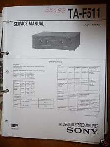 Service Manual Sony TA F511 Amplifier,ORIGINAL  