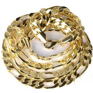  10mm Wide 38 Inches Long Figaro 18k Yellow Gold Plated Iced Out Hip 