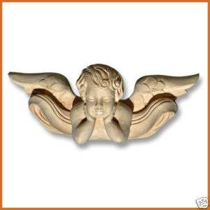 Hand Carved 10 1/4W Birch wood Angel Face Corbel Onlay  
