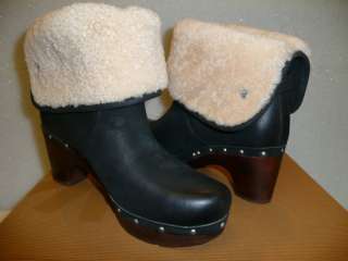 Ugg Lynnea wood clog boots black New in Box  