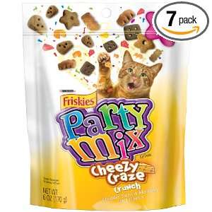 Friskies Party Mix Cheezy Craze Crunch Cat Food, 6 Ounce (Pack of 7 