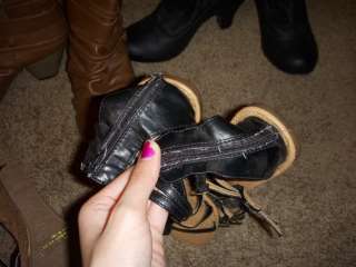 Shoe lot Boots Leather Brown Black Heel Gladiators Wedges Charlotte 