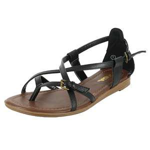 Soda Women Flat Sandals Black Color Ankle Strap Thongs Cute Summer 