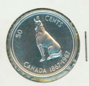 CANADA 1967 Half Dollar Silver Wolf Howling Elizabeth II Confederation 
