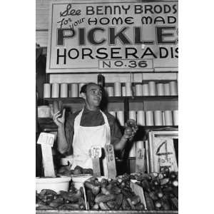  Benny Brodsky at his pushcart stand 16X24 Canvas