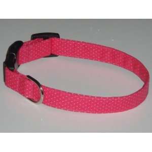  Pink White Pin Polka Dots Dog Collar X Small 1/2 