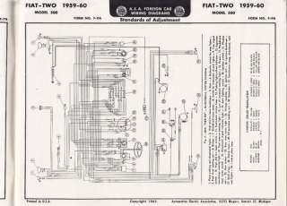 Wiring Diagram 1959 60 Fiat 500, 600 Multipla  