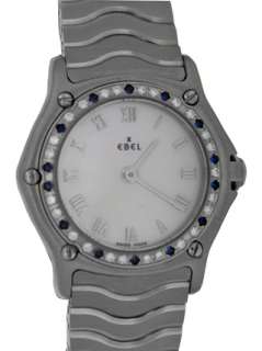 Ebel Classic NEVER WORN Mini Diamond Sapphire Mother of Pearl Dial 