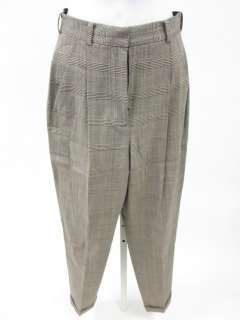 DKNY Tan Plaid Pleated Cropped Dress Pants Sz 2  