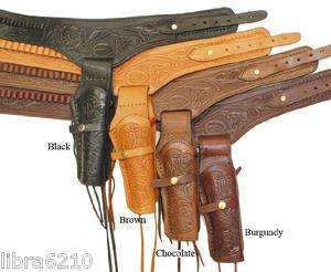 45 Revolver Pistol Gun Belt 48 NATURAL Holster WESTERN COWBOY Tooled 