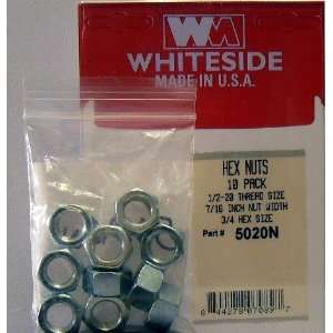   PACK OF 10 HEX NUTS 1/2 20 THREAD SIZE X 7/16 WIDE X 3/4 HEX DIA