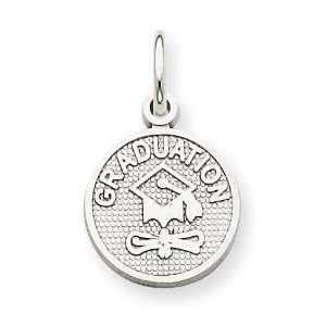  Polished Graduation Disc Charm in 14k White Gold Jewelry