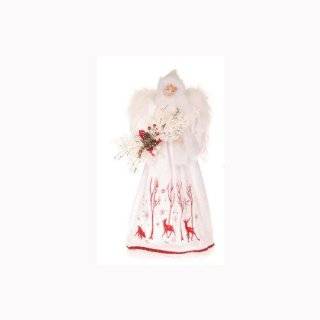 17 Angel in Embroidered White Dress Christmas Tree Topper/Table 