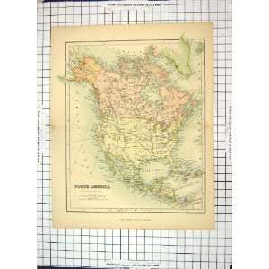  Antique Map North America Mexico California Cuba Jamaica 