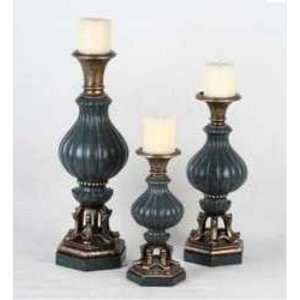  3 Pc Candle Holders   Marble Finish