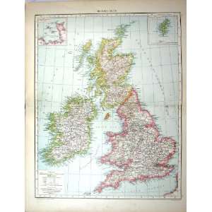   Map C1893 British Isles Channel Islands Shetland Orkney Wales Ireland