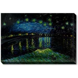   Night Over the Rhone 24 Inch by 36 Inch Gallery Wrapped Oil on Canvas
