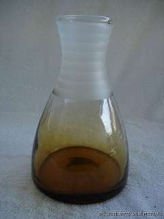 Amber Wine Carafe Water Bottle Cut Satin Glass Neck  