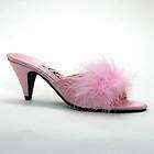Inch High Heel Satin Marabou Slides Slippers Ladies Ellie Shoes 