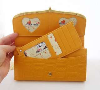 NEW Women Orange Leather Clutch Wallet Purse Checkbook  